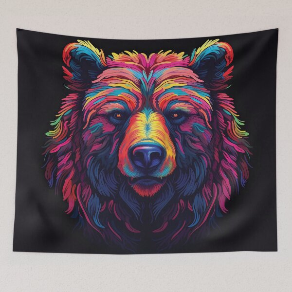 Item preview, Brushstroke Neon Bear | Vibrant Wildlife Art | Colorful Animal Design designed and sold by PopPopGfx.