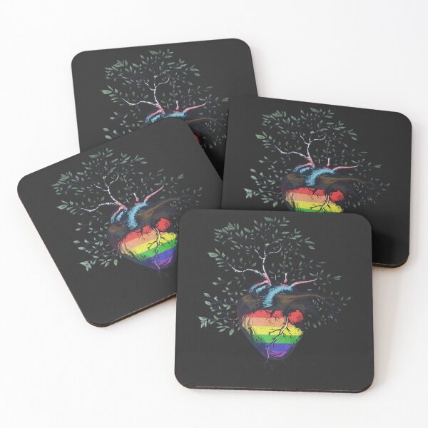 Item preview, Progress Pride Rainbow Flag Heart Tree of Life designed and sold by Clara Hollins.