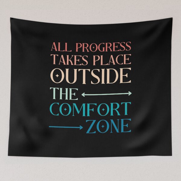 Item preview, All Progress Takes Place Outside The Comfort Zone Rainbow Colorful Inspiration Quote designed and sold by lesvalises.