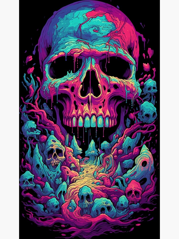 Psychedelic Pastel Skull on sale on a 5x7 Pastelbord Flat Panel