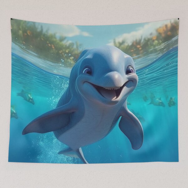Item preview, baby dolphin animated waters depths of the blue sea designed and sold by DigitalPixelize.