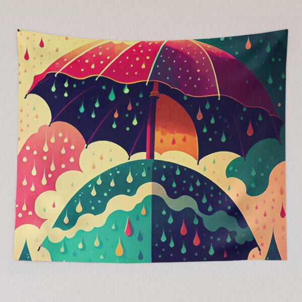 Item preview, Umbrellas and Rain Drops designed and sold by ArtFactoryAI.
