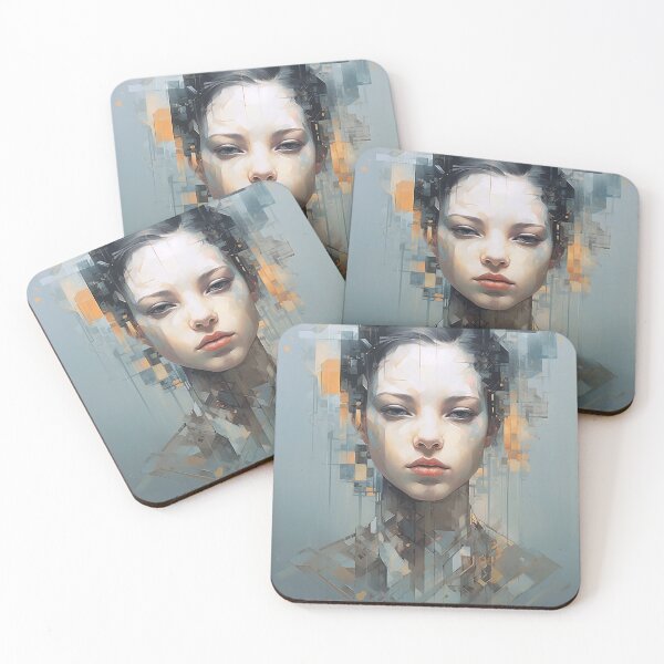 Item preview, Grey and Orange Glitch Art Woman designed and sold by Splargo Digital Prints.