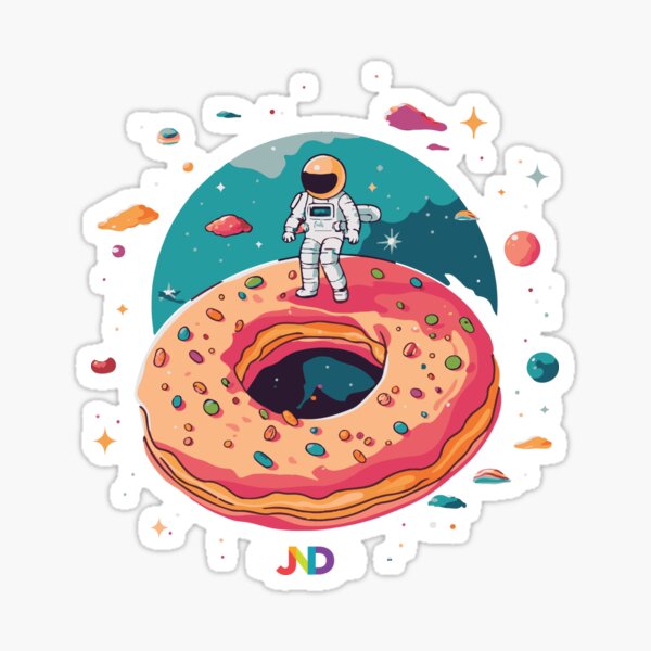 Doughnut Drift: Astronaut's Delight in Space Sticker