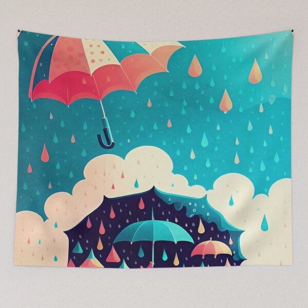 Item preview, Umbrellas and Rain Drops designed and sold by ArtFactoryAI.
