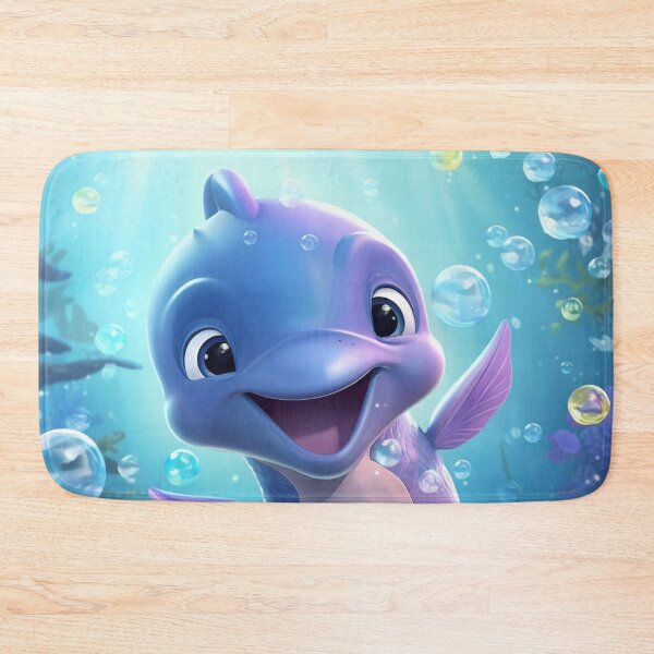 Item preview, animated happy baby dolphin in the depths of the ocean designed and sold by DigitalPixelize.
