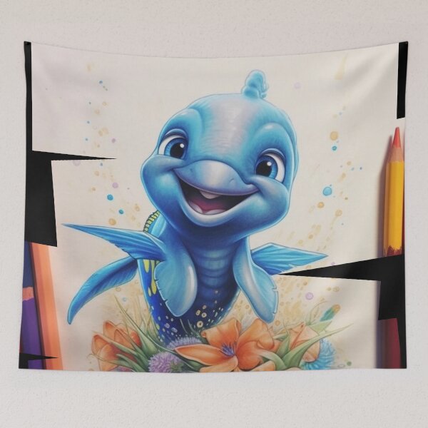 Item preview, baby dolphin with colors designed and sold by DigitalPixelize.