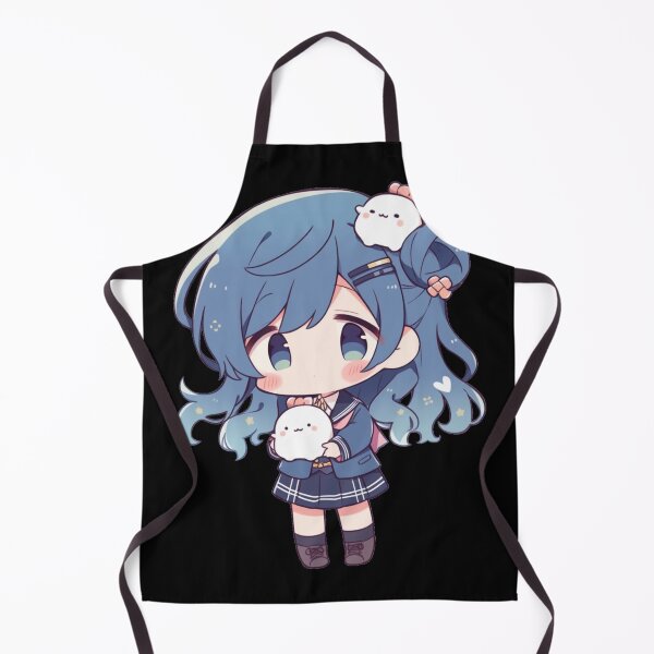 Item preview, Blue Haired Anime Chibi w/ Plushies designed and sold by ScarletClover.