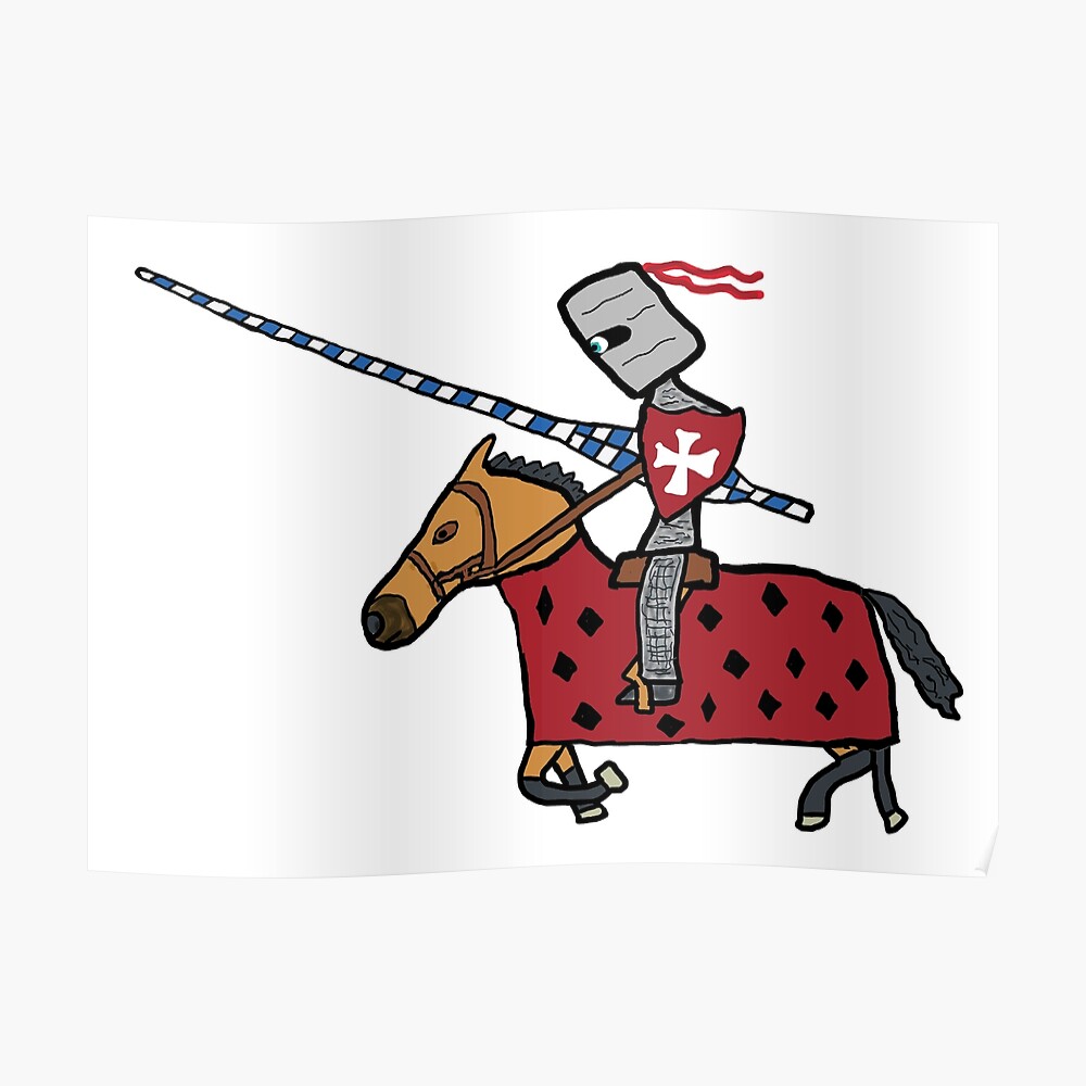 Removable Knights Jousting Scene Sticker 11 inch x 20 inch Middle Age Warriors Combat Scene Silhouette Design Vinyl Adhesive Home Living Room Wall