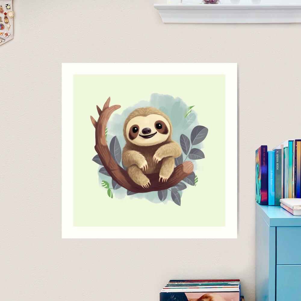 Boy or Girl Sloth Wall Art Set, Sloth Themed Baby Nursery, Sloth