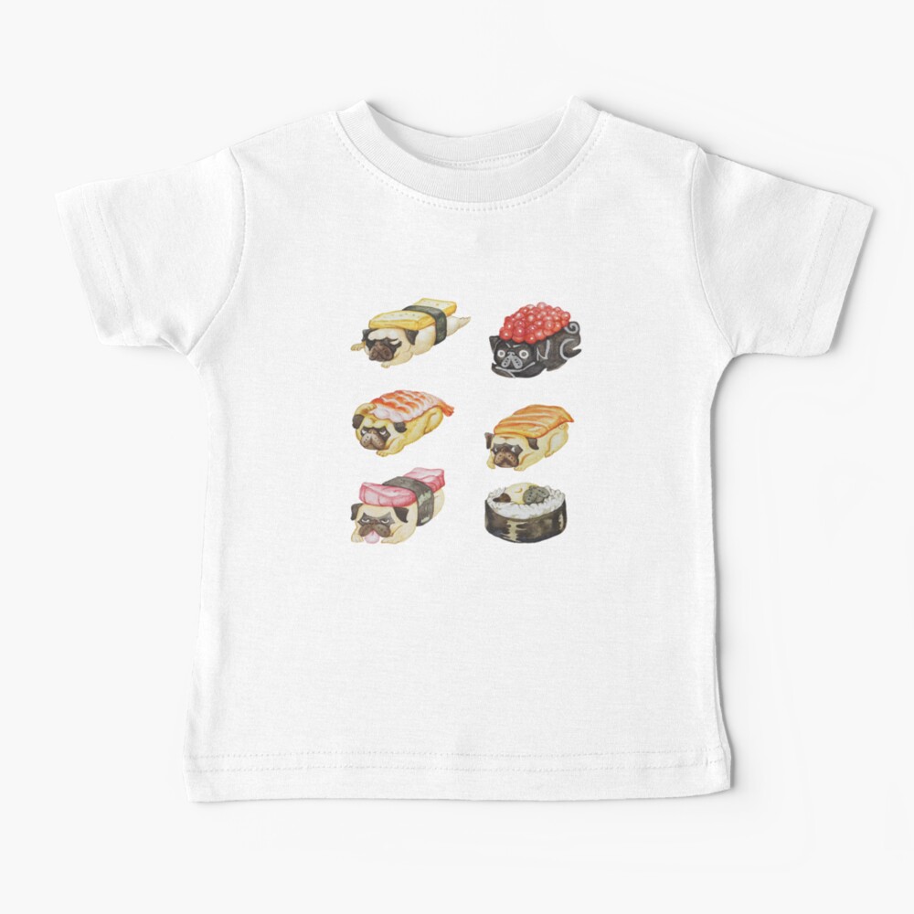 Sushi Pug Watercolor Baby T-Shirt