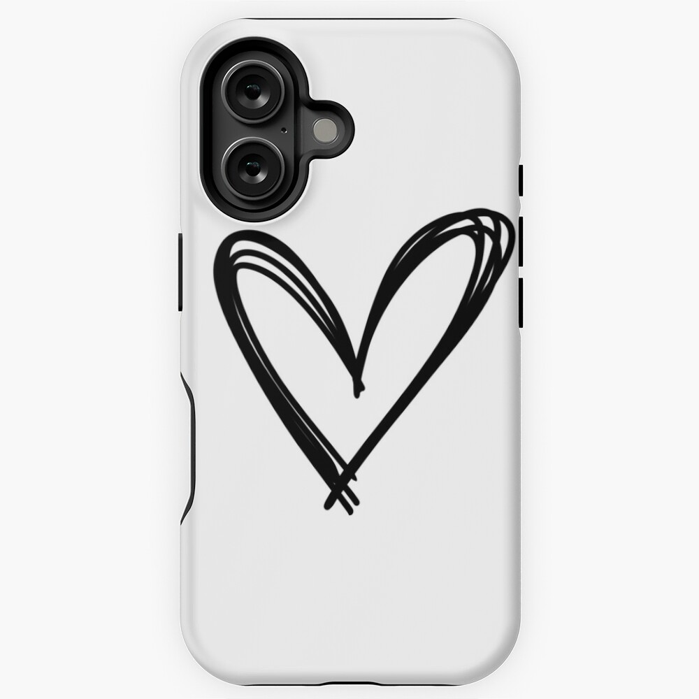 Society6 ケース Black Based White Heart Sketchy Heart