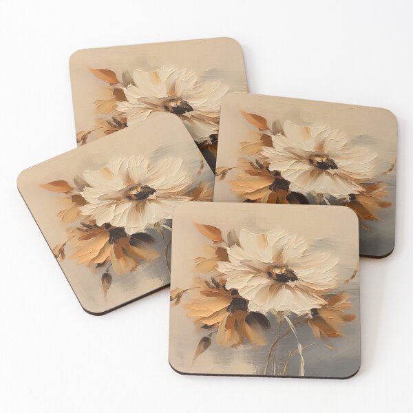 Item preview, Beige Floral Oil Painting designed and sold by CraftingImpulse.
