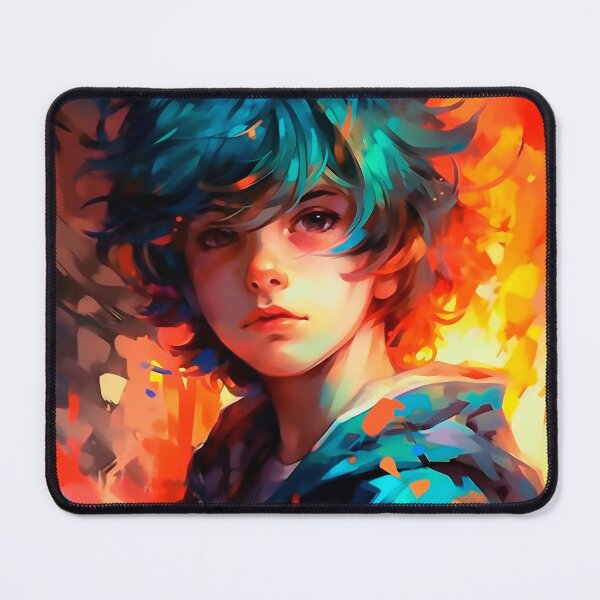 Item preview, Aesthetic Boy with Blue and Turquoise Semi Short Hair | Anime boy designed and sold by ExtrovArt.
