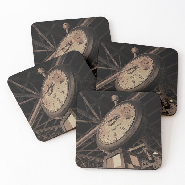 Item preview, Tan Brown Coffee Sepia Tone Vintage Industrial Analog Metal Hamilton Clock checker old rust in Warehouse Modern Photograph designed and sold by ARTbyABACCUS.