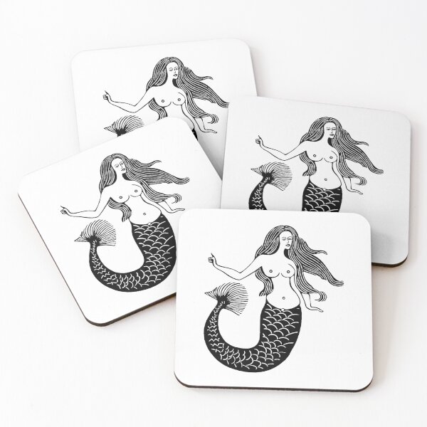 Item preview, Woodcut Mermaid  designed and sold by Texterns.