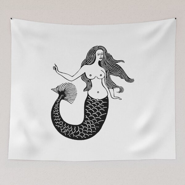 Item preview, Woodcut Mermaid  designed and sold by Texterns.