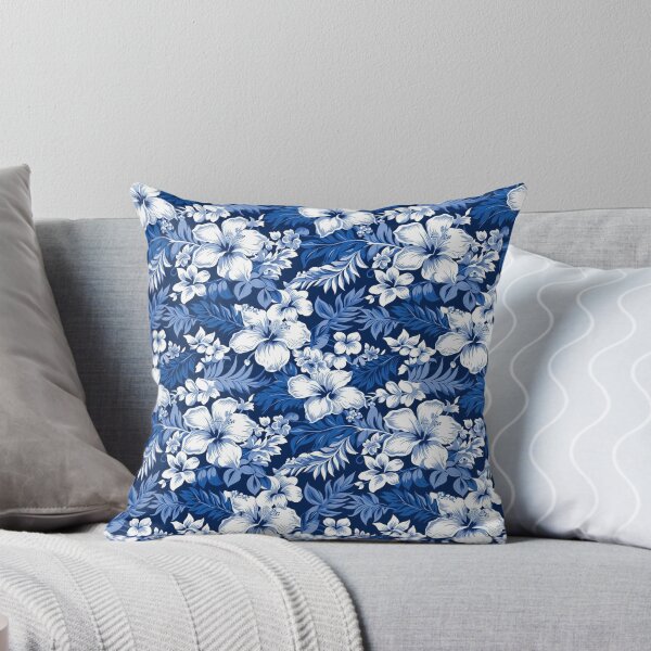 Item preview, Patrón floral hawaiano azul designed and sold by AETHERART.