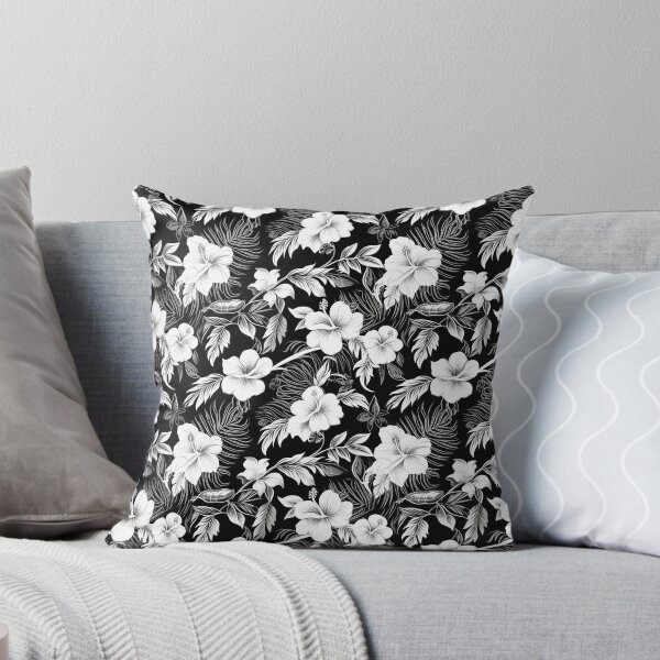 Item preview, Black and White Hawaiin Floral Pattern designed and sold by AETHERART.