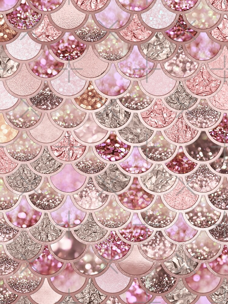Rosegold Pink Sparkle Faux Glitter Mermaid Scales by UtArt