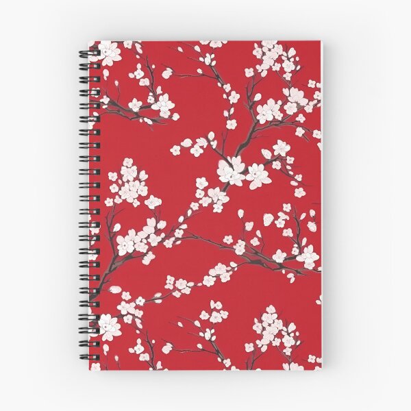 Aperçu de l'œuvre Motif floral de fleurs de cerisier rouges créée et vendue par AETHERART.