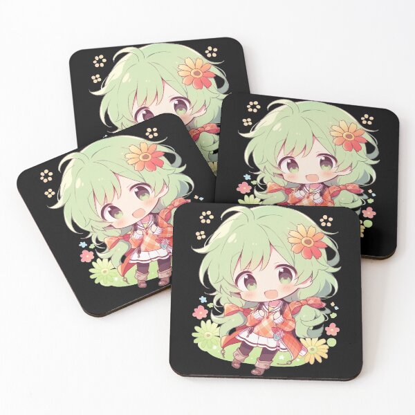 Item preview, Green Haired Anime Chibi w/ Flowers designed and sold by ScarletClover.