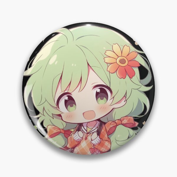 Item preview, Green Haired Anime Chibi w/ Flowers designed and sold by ScarletClover.