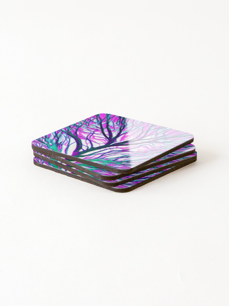 Thumbnail 4 of 5, Coasters (Set of 4), Abstract Colorful Tree Pattern designed and sold by calibrit.