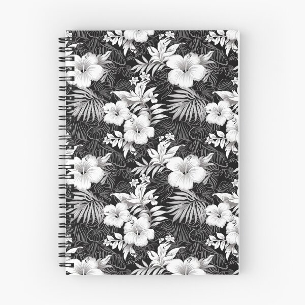 Aperçu de l'œuvre Motif floral hawaïen blanc et noir créée et vendue par AETHERART.