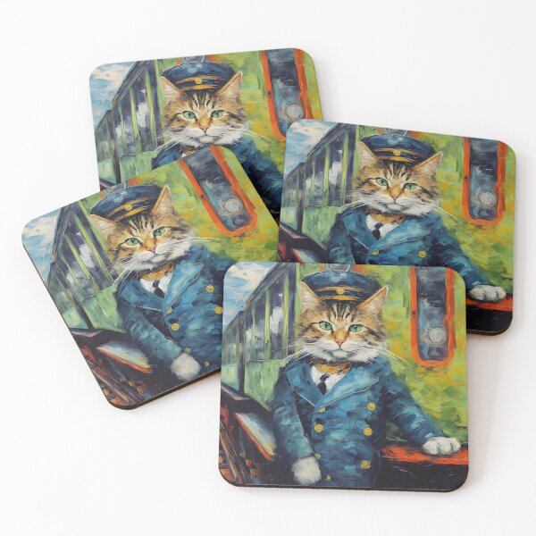 Item preview, Train Conductor Cat by Van Gogh designed and sold by ApexPrintCo.