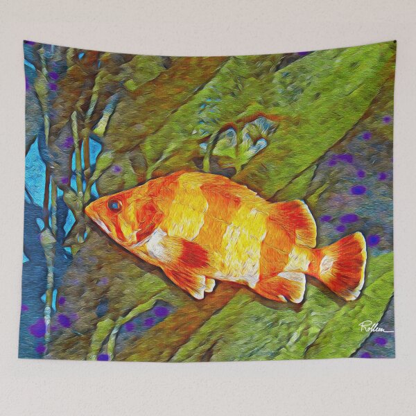 Item preview, STRIPED GOLDEN FISH designed and sold by ArtbyRolleen.