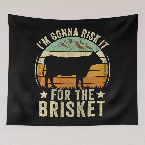 Item preview, RISK IT FOR THE BRISKET Funny Meat Smoker BBQ Chef Retro T-Shirt designed and sold by KGN  CREATIVITY.