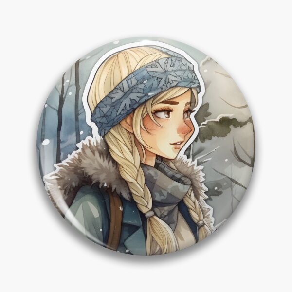 Item preview, Blonde girl hiking in the winter woods with headband designed and sold by theforestfairy.