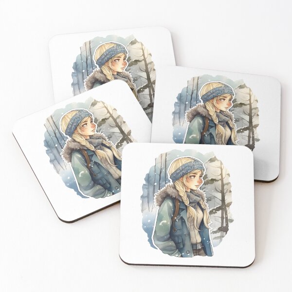Item preview, Blonde girl hiking in the winter woods with headband designed and sold by theforestfairy.