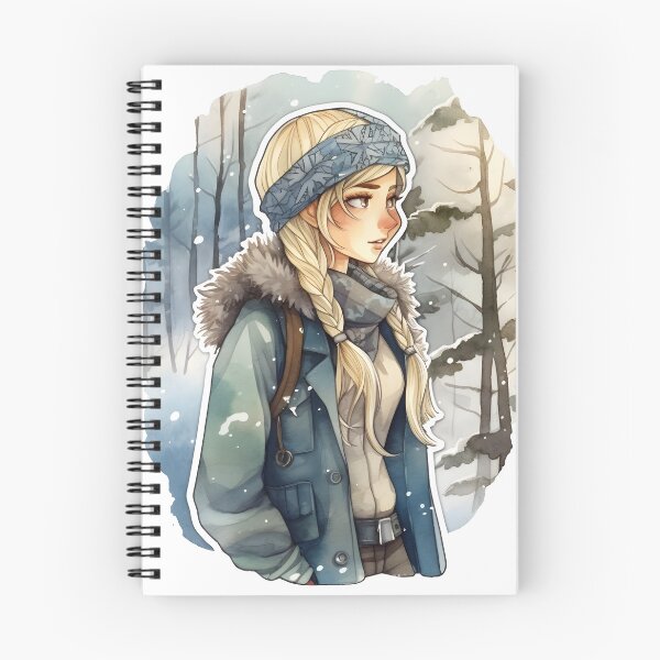 Item preview, Blonde girl hiking in the winter woods with headband designed and sold by theforestfairy.