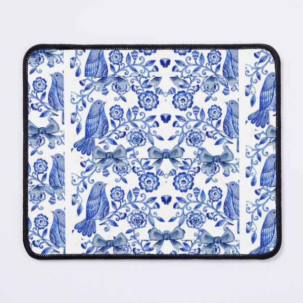 Item preview, Blue and white floral bird print designed and sold by Nathanfulks551.