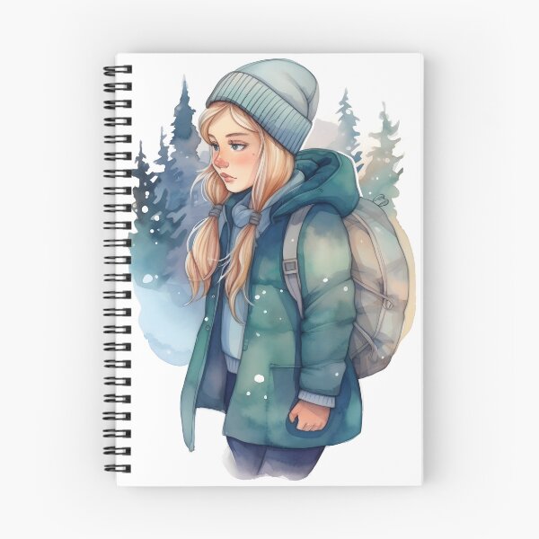 Item preview, Blonde girl hiking in the winter woods designed and sold by theforestfairy.