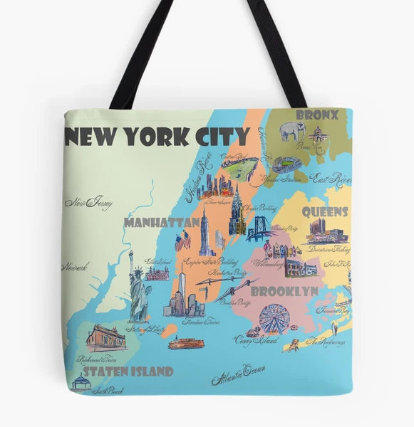 New York City Boutique Map Art Tote