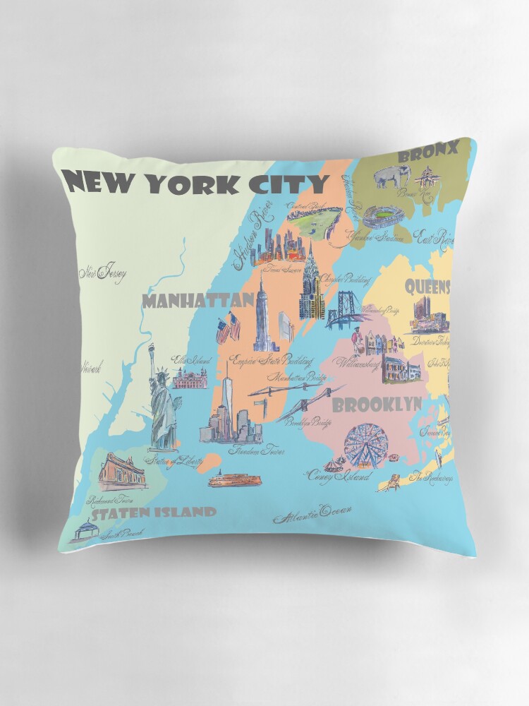 New York City Map Pillow - New York Map Pillow 18x18 hotsell