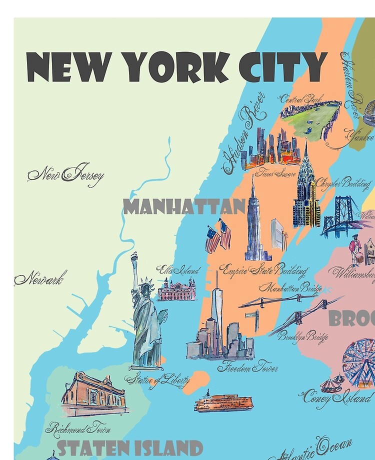 New City NY Highlights Map" iPad Case & Skin for Sale by | Redbubble