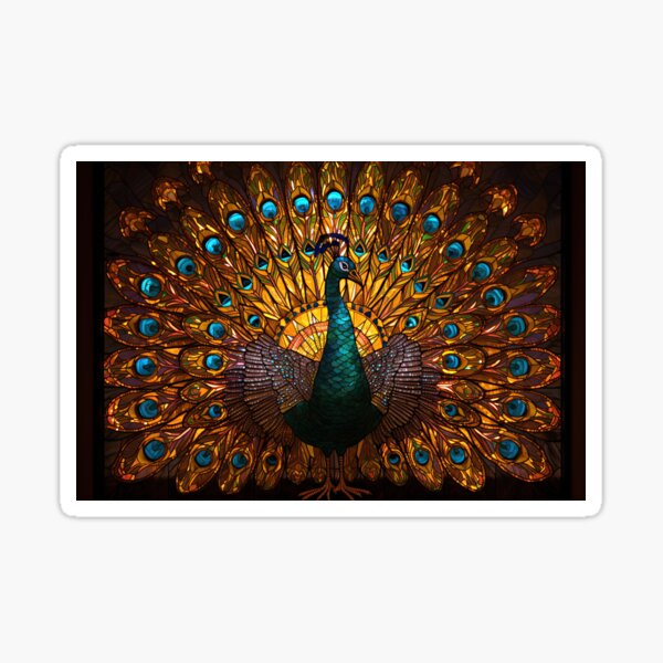 Stained Glass Peacock Painting Sticker