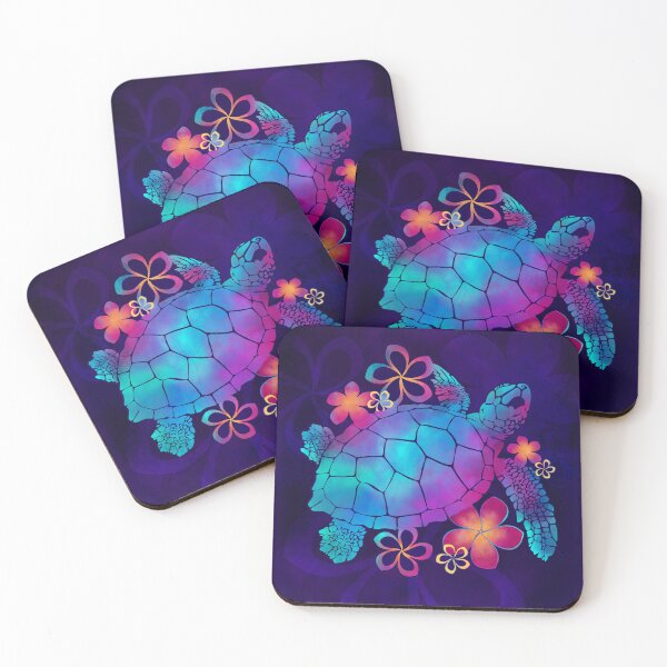 Item preview, Sea Turtle with Flowers Blue and Purple designed and sold by K. Reinholds Design.