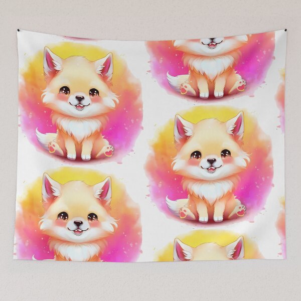 Item preview, Super cute baby fox on colorful background designed and sold by ArtandSmile.