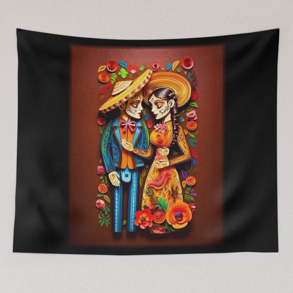 Item preview, Amantes Enamorados - Día de los Muertos - Lovers in Love - Day of the Dead designed and sold by Rickie Pauley.
