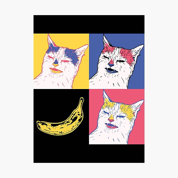 I draw the angry cat no banana meme Photographic Print for Sale