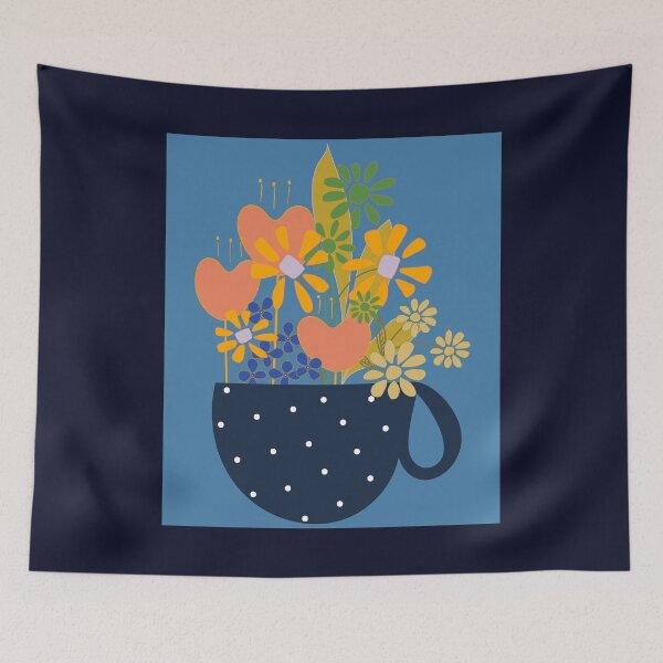 Artikelvorschau, „Blumen in einer gepunkteten Teetasse“ von SalsySafrano. entworfen und verkauft von SalsySafrano.