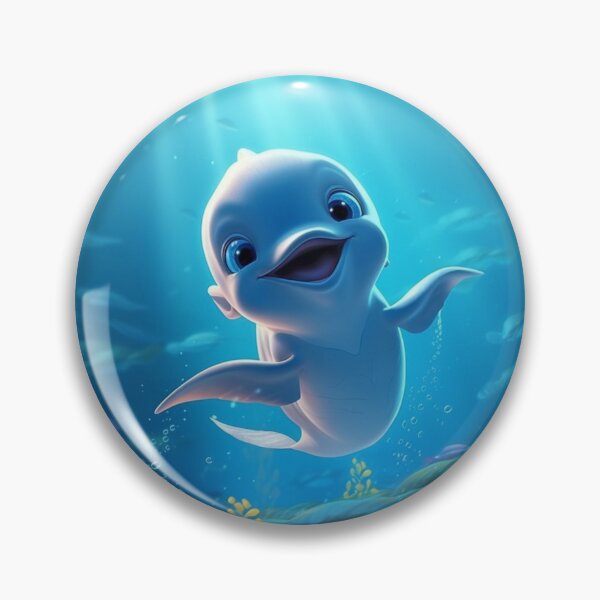 Item preview, animated happy baby dolphin in the depths of the ocean designed and sold by DigitalPixelize.