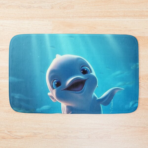 Item preview, animated happy baby dolphin in the depths of the ocean designed and sold by DigitalPixelize.