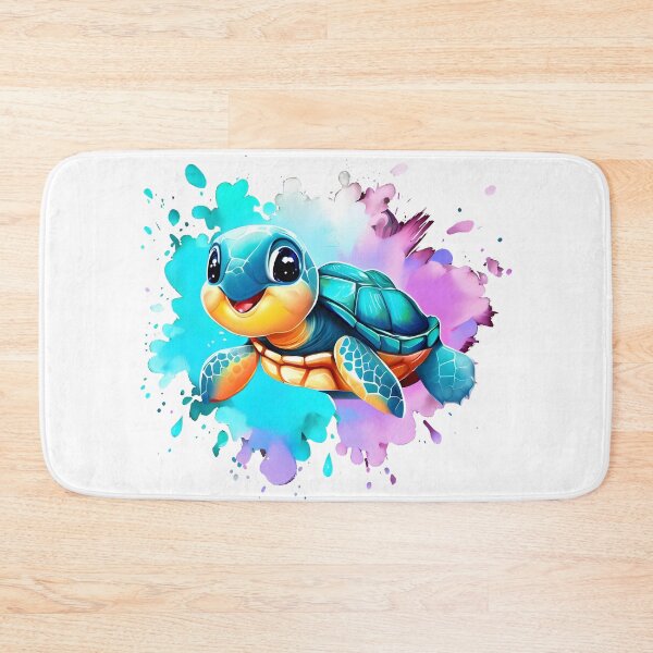 Item preview, Super cute baby sea turtle with splash painting background designed and sold by ArtandSmile.