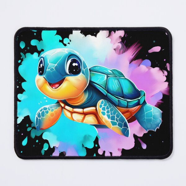 Item preview, Super cute baby sea turtle with splash painting background designed and sold by ArtandSmile.